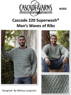 Cascade W303 - Men's Waves of Ribs in 220 Superwash (downloadable PDF)
