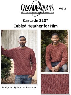 Cascade W315 - Cabled Heather Sweater for Him in 220 (downloadable PDF)