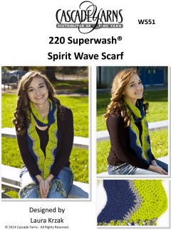Cascade W551 - Spirit Wave Scarf in 220 Superwash (downloadable PDF)