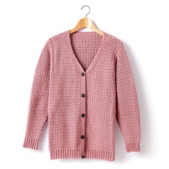 Caron - Adult's Crochet V-Neck Cardigan in Simply Soft (downloadable PDF)