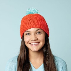 Caron - Beanie With Bright Pompom in Simply Soft (downloadable PDF)