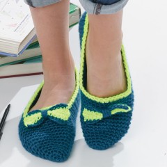 Caron - Bow Tie Slippers in Simply Soft (downloadable PDF)