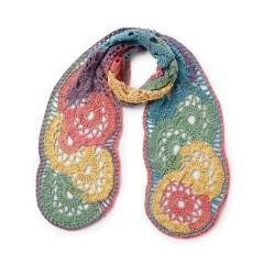 Caron - Calico Flowers Crochet Scarf in Cotton Cakes (downloadable PDF)