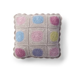 Caron - Crochet Circle in Square Pillow in Cotton Cakes (downloadable PDF)