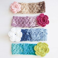 Caron - Cosy Posy Set - Scarf, Headband and Fingerless Gloves in Simply Soft Ombres (downloadable PDF)