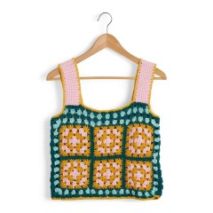 Caron - Crochet Granny Square Top in Simply Soft O'Go (downloadable PDF)