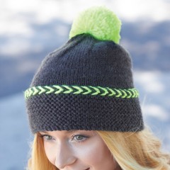 Caron - Pop of Neon Hat in Simply Soft Heathers (downloadable PDF)