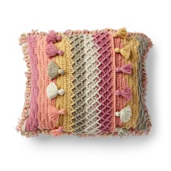 Caron - Crochet Tassled Pillow in Cotton Cakes (downloadable PDF)