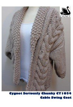 Cygnet 1054 - Chunky Cable Swing Coat in Seriously Chunky (downloadable PDF)