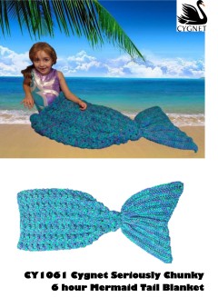 Cygnet 1061 - 6 Hour Mermaid Tail Blanket in Seriously Chunky (downloadable PDF)