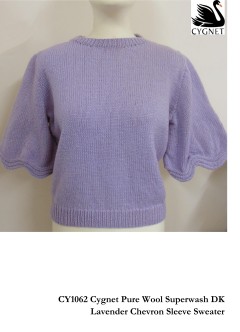 Cygnet 1062 - Lavender Chevron Sleeve Sweater in Pure Wool Superwash DK (downloadable PDF)