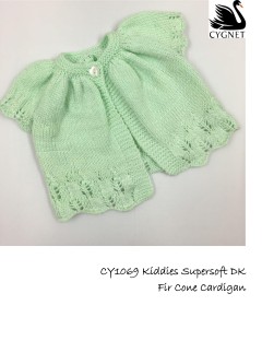 Cygnet 1069 - Fir Cone Cardigan in Kiddies Supersoft/Pure Baby DK (downloadable PDF)