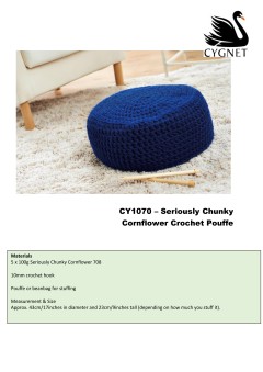 Cygnet 1070 - Cornflower Crochet Pouffe in Seriously Chunky (downloadable PDF)