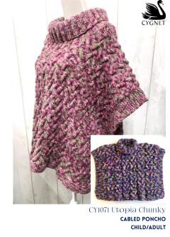 Cygnet 1072 - Cabled Poncho for Children/Adults in Utopia Chunky (downloadable PDF)