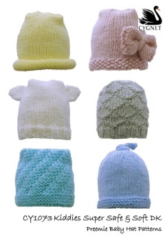 Cygnet 1073 - Preemie Baby Hats in Kiddies Super Safe and Soft (downloadable PDF)