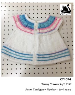 Cygnet 1074 - Angel Cardigan in Baby Coloursoft DK (downloadable PDF)
