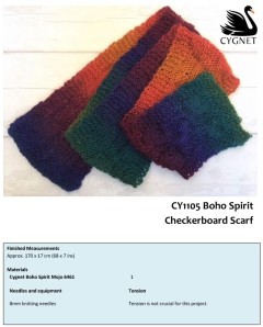 Cygnet 1105B - Checkerboard Scarf in Boho Spirit (downloadable PDF)