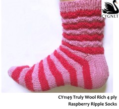 Cygnet 1149 - Raspberry Ripple Socks in Truly Wool Rich 4 Ply (downloadable PDF)