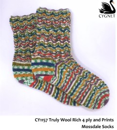 Cygnet 1157 - Mossdale Socks in Truly Wool Rich 4 Ply (downloadable PDF)