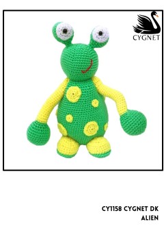 Cygnet 1158 - Crocheted Toy Alien in Cygnet DK (downloadable PDF)