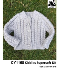 Cygnet 1168 - Soft Cabled Cardigan in Kiddies Supersoft DK (downloadable PDF)