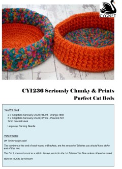 Cygnet 1236 - Purfect Cat Beds in Seriously Chunky & Prints (downloadable PDF)