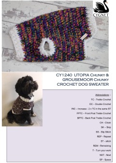 Cygnet 1240 - Crochet Dog Sweater in Utopia Chunky & Grousemoor Chunky (downloadable PDF)