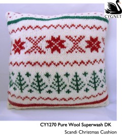Cygnet 1270 - Scandi Christmas Cushion in Pure Wool Superwash DK (downloadable PDF)