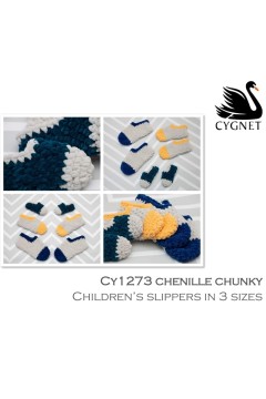 Cygnet 1273 - Childrens Slippers in Chenille Chunky (downloadable PDF)
