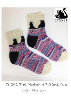 Cygnet 1292 - Night Mice Socks in Truly Wool Rich 4 Ply (downloadable PDF)