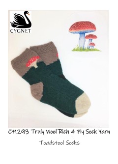 Cygnet 1293 - Toadstool Socks in Truly Wool Rich 4 Ply (downloadable PDF)