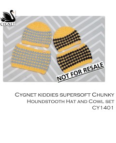 Cygnet 1401 - Houndstooth Hat and Cowl in Kiddies Supersoft Chunky (downloadable PDF)