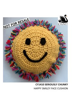 Cygnet 1410 - Happy Smiley Face Cushion in Seriously Chunky (downloadable PDF)