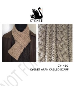 Cygnet 1450 - Cabled Scarf in Cygnet Aran (downloadable PDF)