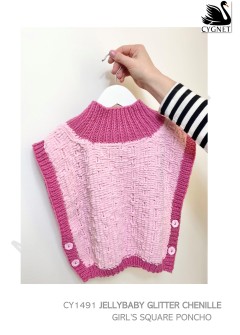 Cygnet 1491 - Girls Square Poncho in Jellybaby Glitter Chunky (downloadable PDF)