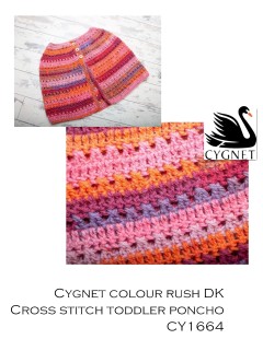 Cygnet 1664 - Cross Stitch Toddler Poncho in Colour Rush DK (downloadable PDF)