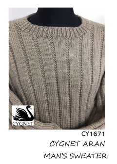 Cygnet 1671 - Mens Sweater in Aran (downloadable PDF)