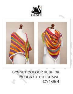 Cygnet 1684 - Block Stitch Shawl in Colour Rush DK (downloadable PDF)
