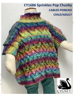 Cygnet 1686 - Cabled Poncho in Sprinkles Pop Chunky (downloadable PDF)
