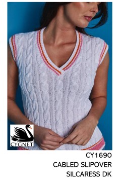 Cygnet 1690 - Cabled Slipover in Silcaress DK (downloadable PDF)