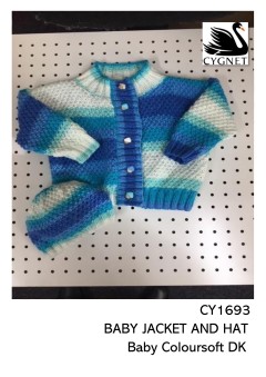 Cygnet 1693 - Baby Jacket and Hat in Baby Coloursoft DK (downloadable PDF)