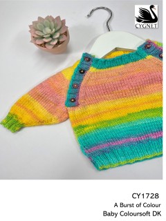 Cygnet 1728 - A Burst of Colour Sweater in Baby Colour Soft DK (downloadable PDF)