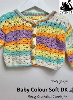 Cygnet 1737 - Easy Crocheted Cardigan in Baby Colour Soft DK (downloadable PDF)