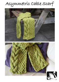 Cygnet - Asymmetric Cable Scarf in Seriously Chunky (downloadable PDF)