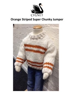 Cygnet - Orange Striped Super Chunky Jumper in Seriously Chunky (downloadable PDF)