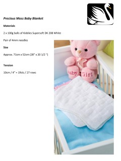 Cygnet - Precious Moss Baby Blanket in Kiddies Supersoft DK/Pure Baby DK (downloadable PDF)