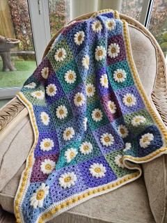 Crocheted by Becca (Becky Barnes) - Hazy Daisy Blanket in Yarnsmiths Pebble Haze DK - UK Terms (downloadable PDF)