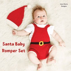 Jane Burns - Santa Baby Romper and Hat Set in King Cole Merino Blend DK - UK Terms (downloadable PDF)