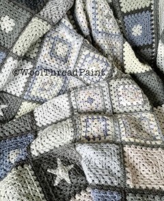 Wool Thread Paint (Marion Mitchell) - Cloud Cover Blanket in Yarnsmiths Create DK, James C Brett Stonewash DK and Twinkle DK, Scheepjes Colour Crafter DK - US Terms (downloadable PDF)