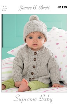 James C Brett 125 Cardigans and Hat in Supreme Baby 4 Ply (leaflet)